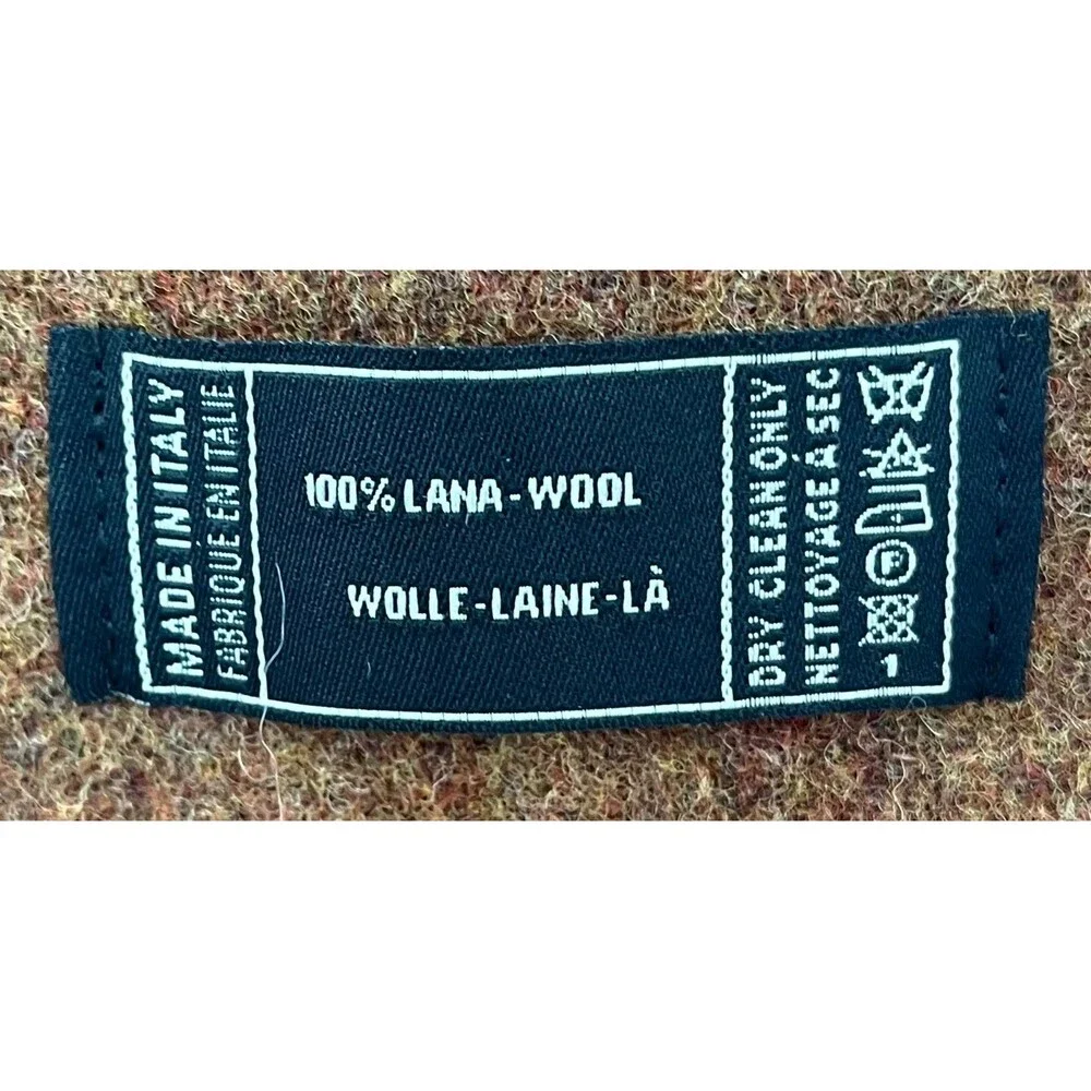 NWT Italian Wool Fringe Scarf Brown Solid Warm 60